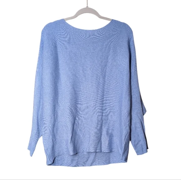 Chico's Blue Dolman Sleeve Knit Top Boatneck Batwing Lightweight ribbed 4/US 20 - Picture 2 of 8